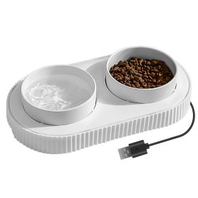 Heated Water Bowl For Dogs And Cats Ceramic Heated Pet Water Bowl Food Warmer USB Powered Thermal Pet Bowl Provide Fresh Non Freezing Drinkable Water (Option:: 2Bowl)