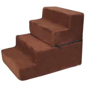 Dog Stairs Pet Step For Bed Couch Sofa Car 4 Steps Soft Foam Detachable Dogs Cats Climb Ladder (Option:: Brown)