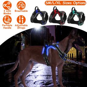 Light Up Dog Harness Rechargeable LED Dog Harness No Pull Lighted Dog Vest with Handle for Small/Medium/Large Dogs (Option:: DarkBlue_XL)