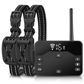 2 In 1 Wireless Electric Dog Fence Waterproof Pet Shock Boundary Containment System Electric Training Collar with 2 Receiver Collars for Small Medium (Option:: Black_2Collar)