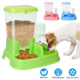 Pet Automatic Water Dispenser Food Dispenser 2 In 1 Dog Dispenser Gravity Food Water Dispenser (Option:: Green)