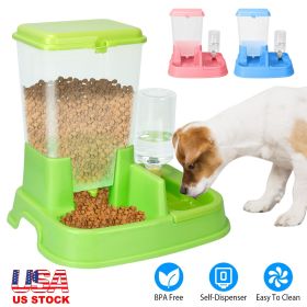 Pet Automatic Water Dispenser Food Dispenser 2 In 1 Dog Dispenser Gravity Food Water Dispenser (Option:: Pink)