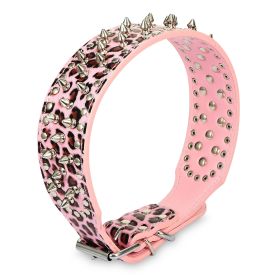 Dog Leather Collar Spiked Studded Pet Dog Collar Adjustable Neck Pitbull Mastiff Collar (Option:: Leo_L)