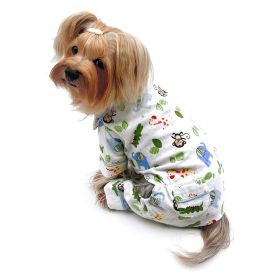 Zoo Animals Flannel Pajamas with 2 Pockets (yellow: White, Extra Large:: L)