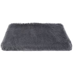 Dog Bed Soft Plush Cushion Cozy Warm Pet Crate Mat Dog Carpet Mattress with Long Plush for S/M Dogs (Option:: M)