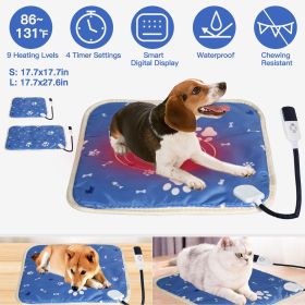 Pet Heating Pad Electric Dog Cat Heating Mat Waterproof Warming Blanket with 9 Heating Levels 4 Timer Setting Constan On Function Chewing-resistant S/ (Option:: 45_70CM_9Gear)