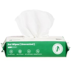 PETMARVEL Silver Ion Antibacterial Dog Cat Wipes Unscented, Hypoallergenic For Paws Butt Face & Ear (Option: Unscented-100Pcs)
