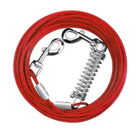9.8FT Dog Tie Out Cable Long Dog Leash Chew Proof Lead Dog Chain with Durable Spring 360° Rotatable Clips PVC Case for Outside Yard Caming (Option:: Red_3M)