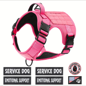 Hiphoppet US Local Tactical Service Dog Harness Vest Adjustable Reflective No Pulling Large Dog Harness With Metal Buckle (Option: Pink-XL)