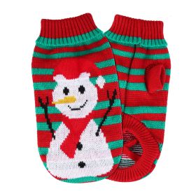 2 Patterns 4 Sizes Option-- 1Pc Pet Christmas Turtleneck Sweater Dog Cat Christmas Clothes Snowman Stripes Costume Winter Holiday Sweater For Small Me (Option: SnowmanS)
