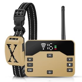 2 In 1 Wireless Electric Dog Fence Waterproof Pet Shock Boundary Containment System Electric Training Collar for Small Medium Large Dogs (Option:: Gold_1Collar)