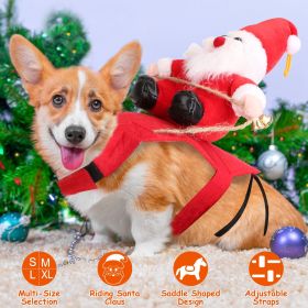 Pet Christmas Costumes Red Winter Coat for Dog Riding Santa Claus with Bell Clothes New Year Outfit Cosplay Costumes Party Dress Up For Cats (Option:: S)