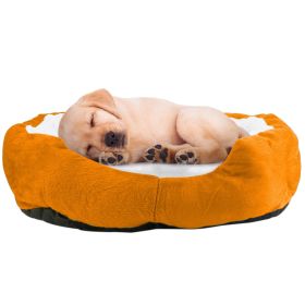 Pet Dog Bed Soft Warm Fleece Puppy Cat Bed Dog Cozy Nest Sofa Bed Cushion For S/M Dog (Option:: Orange)