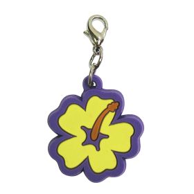 Soft PVC Rubber Hibiscus Charms (Color: Yellow, size: 1" diameter)