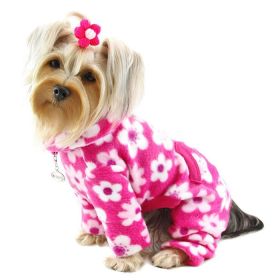 Full Blossom Fleece Turtleneck Pajamas (yellow: Pink, Extra Large:: XS)