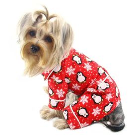 Penguins & Snowflake Flannel PJ with 2 Pockets (Red) (yellow: Red, Extra Large:: XS)