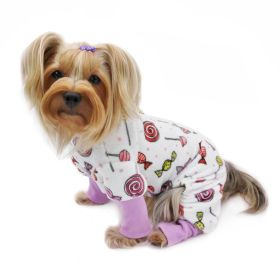 Ultra Soft Plush Minky Sweet Candies Pajamas (yellow: White, Extra Large:: XS)