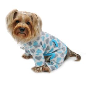 Blue & Gray Hearts Fleece Turtleneck Pajamas (yellow: Blue, Extra Large:: XS)