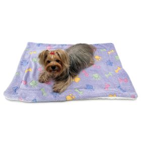 Ultra Plush Colorful Bones/Paws Blanket (yellow: Purple, Extra Large:: 30" x 20")