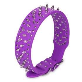 Dog Leather Collar Spiked Studded Pet Dog Collar Adjustable Neck Pitbull Mastiff Collar (Option:: PPL_S)