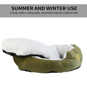 Pet Dog Bed Soft Warm Fleece Puppy Cat Bed Dog Cozy Nest Sofa Bed Cushion For S/M Dog (Option:: Green)