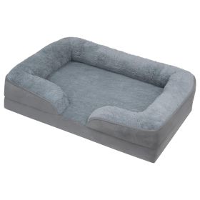 Pet Dog Bed Soft Warm Plush Puppy Bed Cozy Nest Sofa Non-Slip Bed Cushion Mat Removable Washable Cover Waterproof Lining For Small Medium Dog (Option:: L)