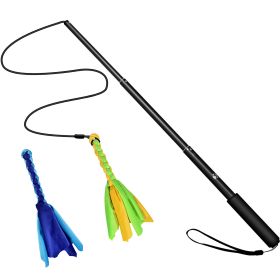 Extendable Dog Flirt Pole with Lure 10.23-26.77in Teaser Wand with 2 Replaceable Interactive Tail Toys For Small Medium Large Dogs Training Exercise T (Option: Black)