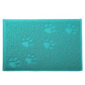Dog Bowl Mat Pet Food Water Feeding Mat Non-slip Pet Dish Tray Mat Paw Clean Placemat (Option:: Square_Aqua)