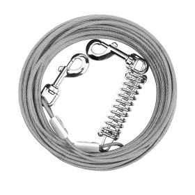 29.5FT Dog Tie Out Cable Long Dog Leash Chew Proof Lead Dog Chain with Durable Spring 360° Rotatable Clips PVC Case for Outside Yard Caming (Option:: Grey_9M)