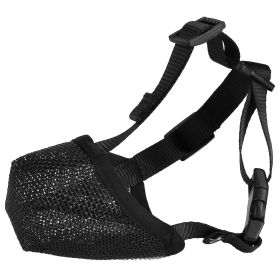 Pet Muzzle Mask Soft Mesh Muzzle Adjustable Dog Mouth Cover with Breathable Mesh Adjustable Neck Forehead Strap for Anti Biting Barking Chewing (Option:: Black_XS)