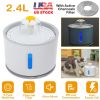 2.4L Automatic Dog Water Fountain Electric LED Pet Flower Water Dispenser Ultra Silent Health Waterer Auto Off Level Window