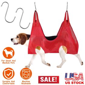 Dog Hammock Helper Pet Grooming Hammock Harness Restraint Bag Helper Breathable for Nail Trimming Clipping (Option:: RoseRed_L)