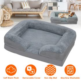 Pet Dog Bed Soft Warm Plush Puppy Bed Cozy Nest Sofa Non-Slip Bed Cushion Mat Removable Washable Cover Waterproof Lining For Small Medium Dog (Option:: M)