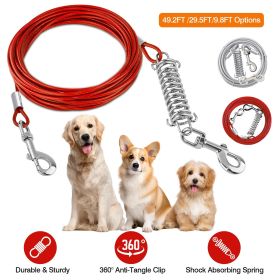 49.2FT Dog Tie Out Cable Long Dog Leash Chew Proof Lead Dog Chain with Durable Spring 360° Rotatable Clips PVC Case for Outside Yard Caming (Option:: Grey_15M)