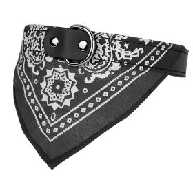 Adjustable Bandana Leather Pet Collar Triangle Scarf (Option:: Black_L)