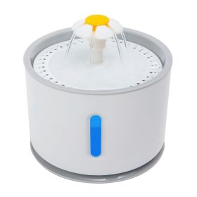 2.4L Automatic Dog Water Fountain Electric LED Pet Flower Water Dispenser Ultra Silent Health Waterer Auto Off Level Window (Option:: GRY_US)