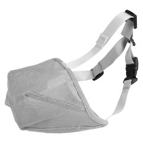 Pet Muzzle Mask Soft Mesh Muzzle Adjustable Dog Mouth Cover with Breathable Mesh Adjustable Neck Forehead Strap for Anti Biting Barking Chewing (Option:: Grey_L)