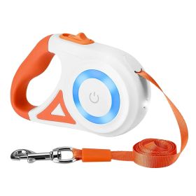 16FT Retractable Dog Leash Extendable Pet Leash Dog Walking Leash with Flashlight RGB Light 2 Rolls of Waste Bags Dispenser Fit for 66-110lbs (Option:: Orange)