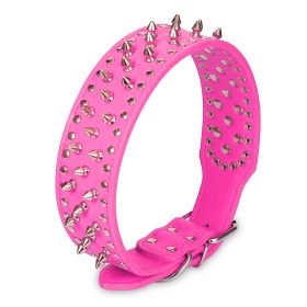 Dog Leather Collar Spiked Studded Pet Dog Collar Adjustable Neck Pitbull Mastiff Collar (Option:: Rose_S)