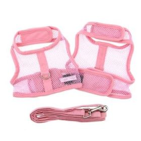 Cool Mesh Dog Harness with Leash (yellow: Solid Pink, Extra Large:: X-Small)