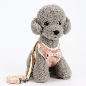 Dog Breathable Mesh Harness with Leash Pet Walking Harness with Cute Bows Adjustable Training Vest (yellow: Pink, Extra Large:: L)