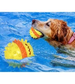 Pet Chew Toy Interactive Treat Toy Squeaky Bounce Toy with Rope for Aggressive Dog Chewers (yellow: Yellow)