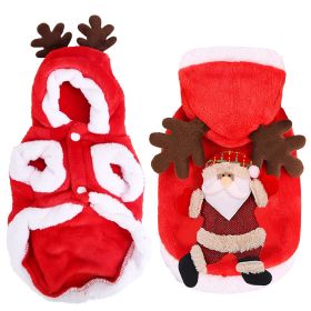 Pet Christmas Clothes Santa Claus Reindeer Antlers Costume Winter Outfit New Year Coat For SMALL/MEDIUM Dogs Cats Available in S/M/L/XL (Option:: Red_S)