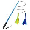 Extendable Dog Flirt Pole with Lure 10.23-26.77in Teaser Wand with 2 Replaceable Interactive Tail Toys For Small Medium Large Dogs Training Exercise T