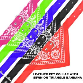 Adjustable Bandana Leather Pet Collar Triangle Scarf (Option:: Black_M)