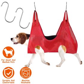 Dog Hammock Helper Pet Grooming Hammock Harness Restraint Bag Helper Breathable for Nail Trimming Clipping (Option:: RoseRed_M)