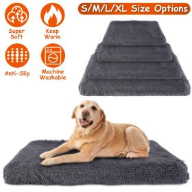 Dog Bed Soft Plush Cushion Cozy Warm Pet Crate Mat Dog Carpet Mattress with Long Plush for S/M Dogs (Option:: XL)