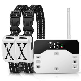 2 In 1 Wireless Electric Dog Fence Waterproof Pet Shock Boundary Containment System Electric Training Collar with 2 Receiver Collars for Small Medium (Option:: White_2Collar)