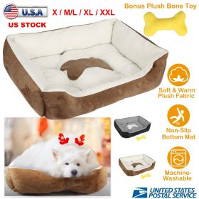 Pet Dog Bed Soft Warm Fleece Puppy Cat Bed Dog Cozy Nest Sofa Bed Cushion Mat For S/M Dog (Option:: Brown_XL)