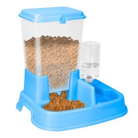 Pet Automatic Water Dispenser Food Dispenser 2 In 1 Dog Dispenser Gravity Food Water Dispenser (Option:: Blue)